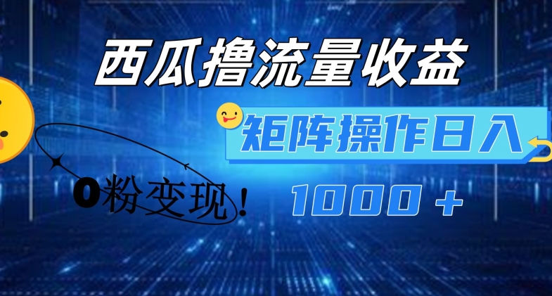 西瓜视频撸流量，简单上手，0粉变现矩阵操作，日入1000+【揭秘】-萝卜兔资源站