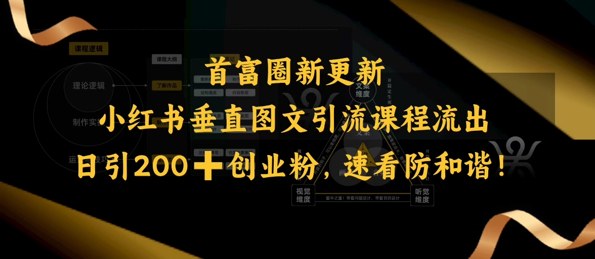 小红书垂直图文引流课程流出，日引200+创业粉，速看防和谐-萝卜兔资源站