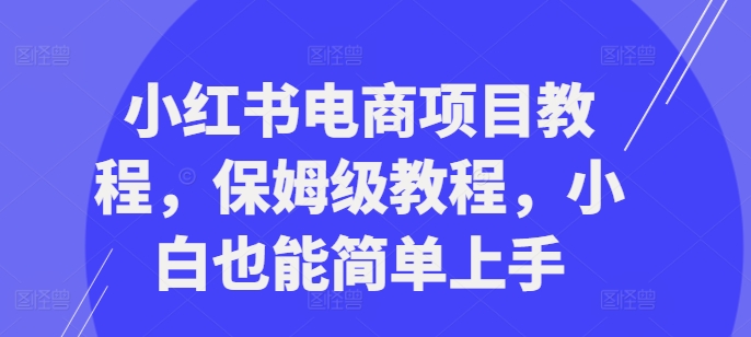 小红书电商项目教程，保姆级教程，小白也能简单上手-萝卜兔资源站
