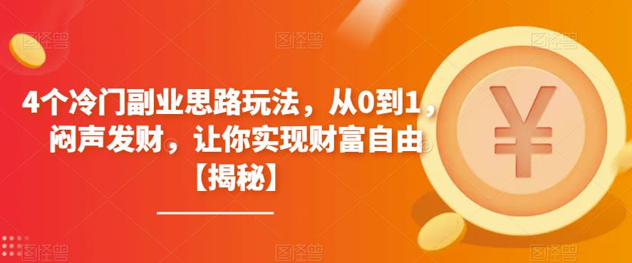 4个冷门副业思路玩法，从0到1，闷声发财，让你实现财富自由【揭秘】-萝卜兔资源站