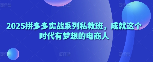 2025拼多多实战系列私教班，成就这个时代有梦想的电商人-萝卜兔资源站