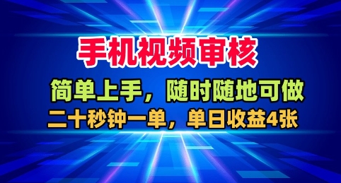 手机视频审核,随时随地可做,二十秒钟一单,单日收益4张+【揭秘】-萝卜兔资源站