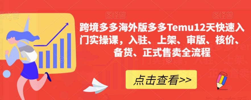 跨境多多海外版多多Temu12天快速入门实操课，入驻、上架、审版、核价、备货、正式售卖全流程-萝卜兔资源站