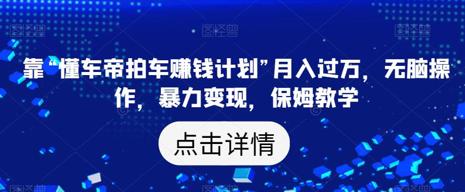 靠“懂车帝拍车赚钱计划”月入过万，无脑操作，暴力变现，保姆教学【揭秘】-萝卜兔资源站