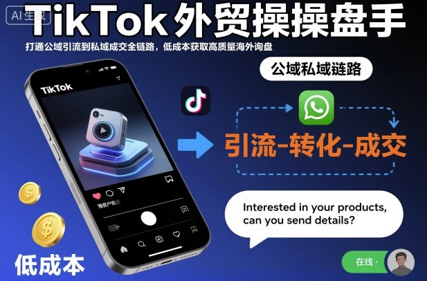 TikTok外贸操盘手，打通公域引流到私域成交全链路，低成本获取高质量海外询盘-萝卜兔资源站