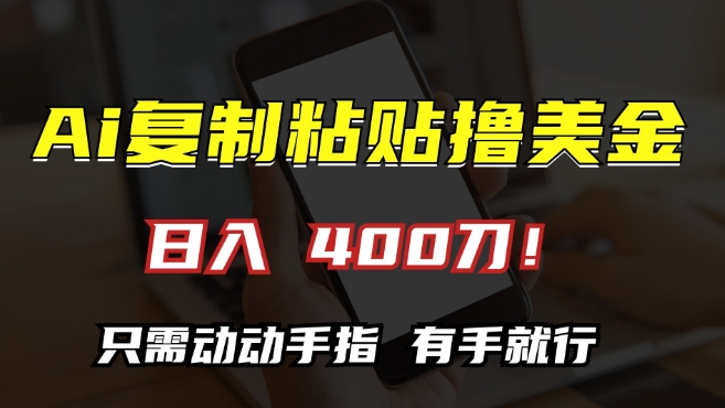 AI复制粘贴撸美金，日入400，只需动动手指，小白无脑操作【揭秘】-萝卜兔资源站