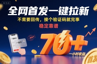 全网首发一键拉新项目，不需要回传，接个验证码就完事，稳定靠谱，一小时收益70+【揭秘】-萝卜兔资源站