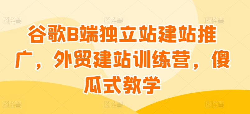 谷歌B端独立站建站推广，外贸建站训练营，傻瓜式教学-萝卜兔资源站