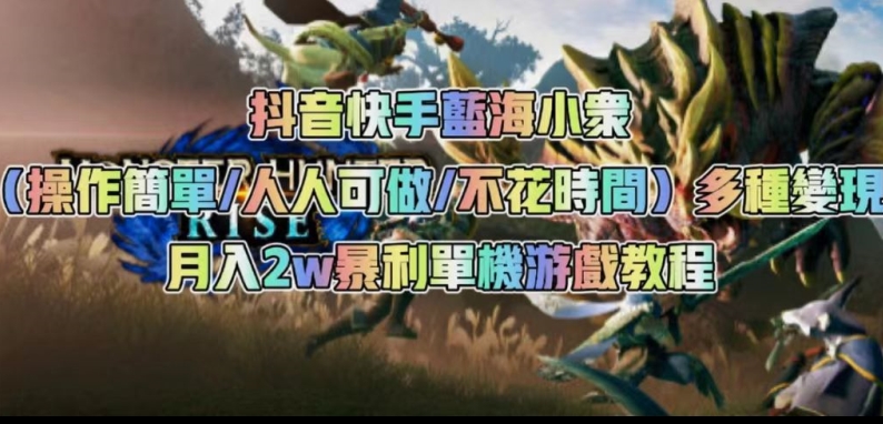 抖音快手蓝海小众（操作简单人人可做不花时间）多种变现月入2w＋暴利单机游戏教程-萝卜兔资源站