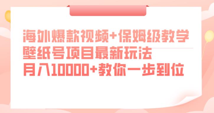 海外爆款视频+保姆级教学，壁纸号项目最新玩法，月入10000+教你一步到位【揭秘】-萝卜兔资源站
