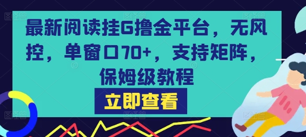 最新阅读挂G撸金平台，无风控，单窗口70+，支持矩阵，保姆级教程【揭秘】-萝卜兔资源站
