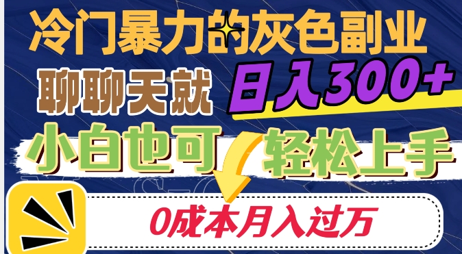 冷门暴利的副业项目，聊聊天就能日入300+，0成本月入过万【揭秘】-萝卜兔资源站