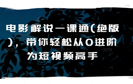 电影解说一课通(绝版)，带你轻松从0进阶为短视频高手-萝卜兔资源站