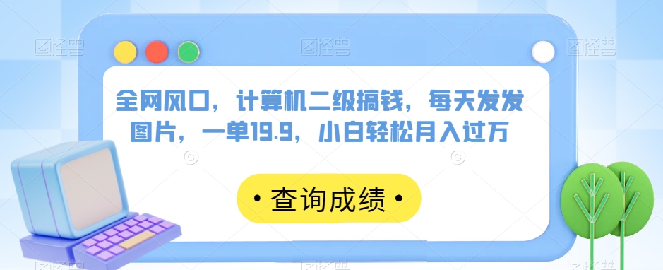 全网风口，计算机二级搞钱，每天发发图片，一单19.9，小白轻松月入过万【揭秘】-萝卜兔资源站