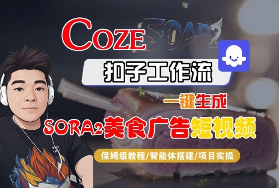 Coze扣子智能体工作流一键生成“SORA2美食广告“短视频,全流程保姆级教学-萝卜兔资源站
