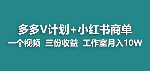 【蓝海项目】多多v计划+小红书商单一个视频三份收益工作室月入10w-萝卜兔资源站