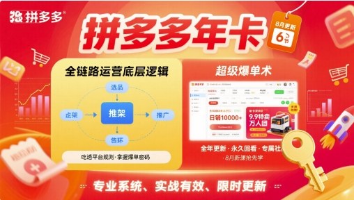 拼多多年卡【8月更新6节】拼多多全链路运营底层逻辑，超级爆单术-萝卜兔资源站