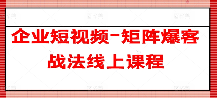 企业短视频-矩阵爆客战法线上课程-萝卜兔资源站