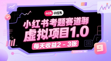 小红书考题赛道虚拟项目1.0，项目操作简单，每天收益2-3张-萝卜兔资源站