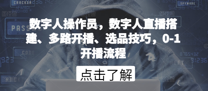 数字人操作员，数字人直播搭建、多路开播、选品技巧，0-1开播流程-萝卜兔资源站