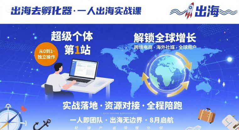 出海去孵化器，一人出海实战课，​超级个体第1站，解锁全球增长-萝卜兔资源站