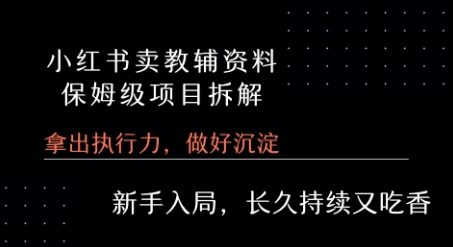 小红书卖小学教辅资料  保姆级项目拆解  1次课程彻底讲清楚!-萝卜兔资源站