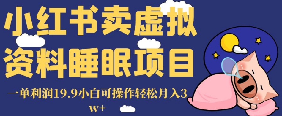 小红书卖虚拟资料睡眠项目，一单利润19.9小白可操作轻松月入3w+【揭秘】-萝卜兔资源站