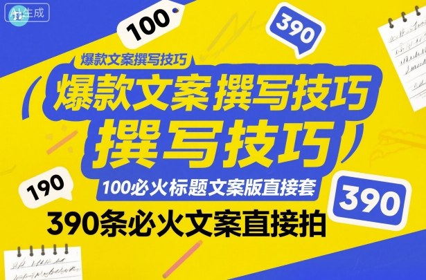 爆款文案撰写技巧,100个必火标题文案模版直接套,390条必火文案直接拍-萝卜兔资源站