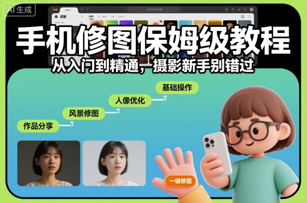 手机修图保姆级教程，从入门到精通，摄影新手别错过-萝卜兔资源站