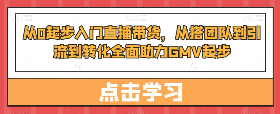 从0起步入门直播带货，​从搭团队到引流到转化全面助力GMV起步-萝卜兔资源站