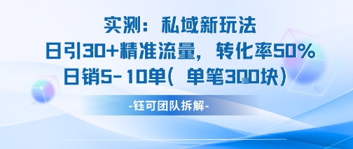 实测私域新玩法日引30加精准流量转化率50%日销5-10单每笔3张-萝卜兔资源站