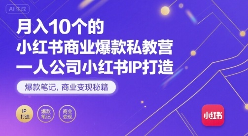月入10个的小红书商业爆款私教营，一人公司小红书IP打造，爆款笔记，商业变现秘籍-萝卜兔资源站