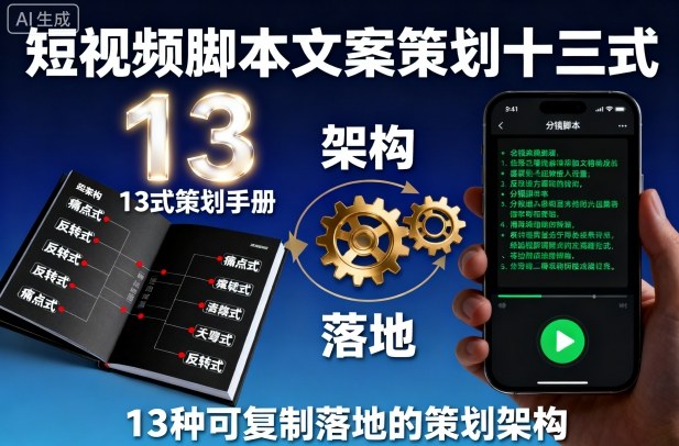 短视频脚本文案策划十三式，13种可复制落地的策划架构-萝卜兔资源站