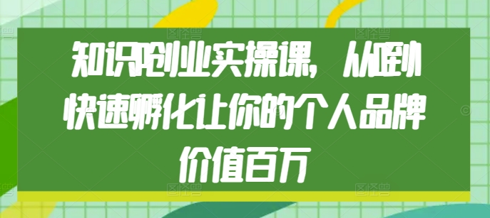 知识IP创业实操课，从0到1快速孵化让你的个人品牌价值百万-萝卜兔资源站
