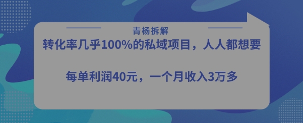 转化率最高的私域项目，每单利润40-50米，月入过1w-萝卜兔资源站