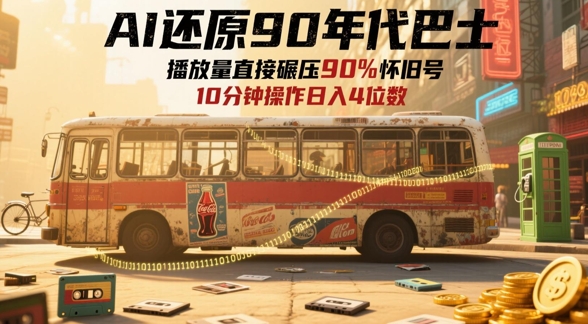 AI还原90年代巴士，一帧就让70后泪崩，播放量直接碾压90%怀旧号，每天操作十分钟，日入四位数-萝卜兔资源站