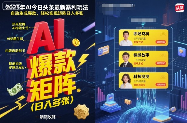 2025年AI今日头条最新暴利玩法，自动生成爆款，轻松实现矩阵日入多张-萝卜兔资源站