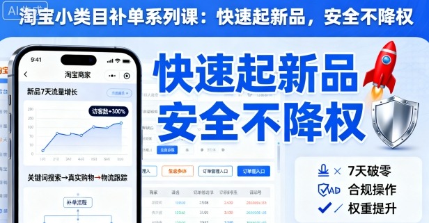 淘宝小类目补单系列课，快速起新品，安全不降权-萝卜兔资源站