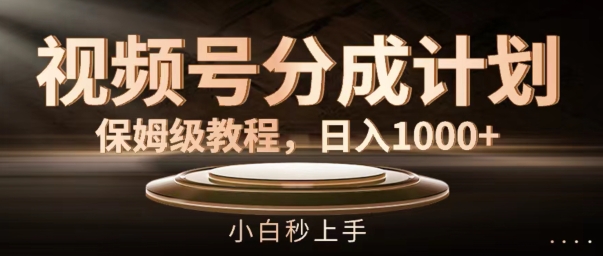 视频号分成计划保姆级教程，日入1K，小白秒上手【揭秘】-萝卜兔资源站