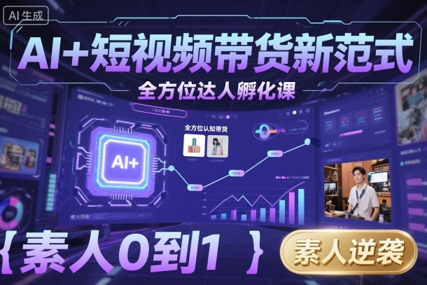 AI+短视频带货新范式全方位达人孵化课，素人也可以从0到1，全方位认知短视频带货-萝卜兔资源站