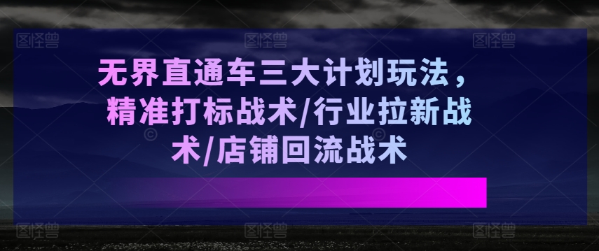 无界直通车三大计划玩法，精准打标战术/行业拉新战术/店铺回流战术-萝卜兔资源站