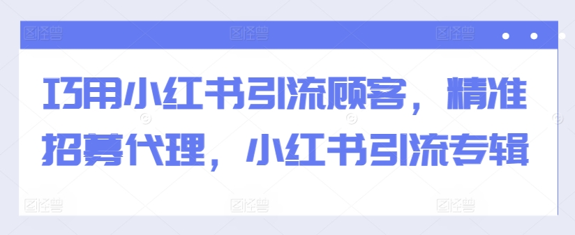 巧用小红书引流顾客，精准招募代理，小红书引流专辑-萝卜兔资源站