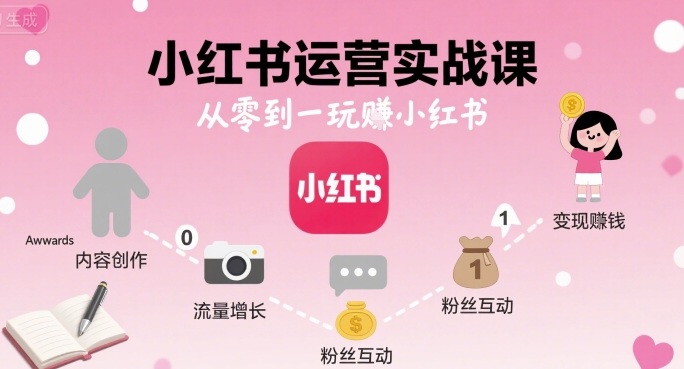 小红书运营实战课，从零到一玩賺小红书-萝卜兔资源站