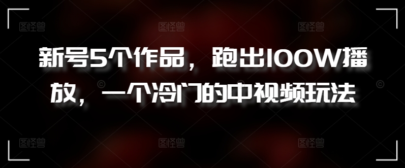 新号5个作品，跑出100W播放，一个冷门的中视频玩法【揭秘】-萝卜兔资源站