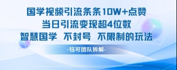 国学视频引流条条10W+点赞当日引流变现超4位数-萝卜兔资源站