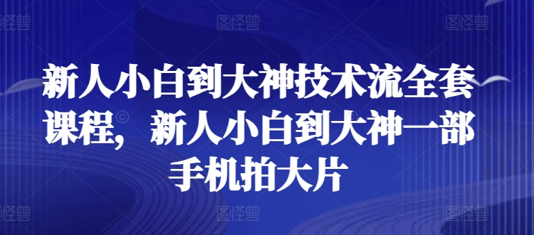 新人小白到大神技术流全套课程，新人小白到大神一部手机拍大片-萝卜兔资源站