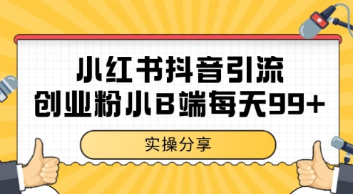 小红书抖音创业粉，小B端粉自热，日引99+的一个玩法【揭秘】-萝卜兔资源站