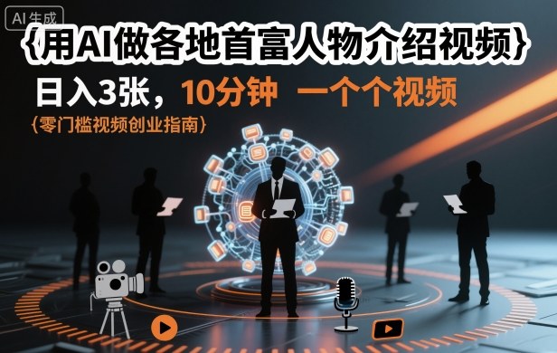 用AI做各地首富人物介绍视频,日入3张,10分钟一个视频-萝卜兔资源站