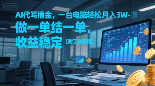 AI代写撸金，一台电脑轻松月入1-3W，做一单结一单，收益稳定【附工具教程】-萝卜兔资源站
