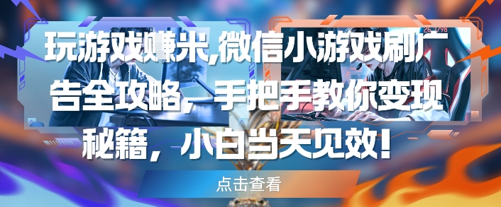 玩游戏挣米，微信小游戏刷广告全攻略，手把手教你变现秘籍，小白当天见效-萝卜兔资源站